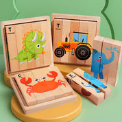 Crianças de madeira animais quebra-cabeça jogo dos desenhos animados tráfego madeira quebra-cabeça brinquedos educativos para crianças presentes educação infantil