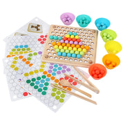 Grânulos de madeira jogo montessori educacional cedo aprender crianças clipe bola quebra-cabeça pré-escolar criança brinquedos crianças para crianças presentes