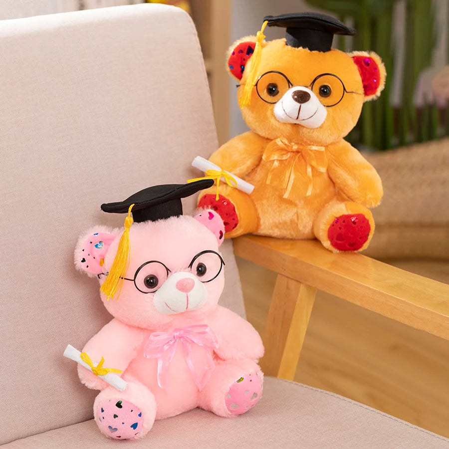 1 peça 23cm urso de formatura brinquedo de pelúcia bonito urso de pelúcia boneca macia meninos meninas estudantes presente de formatura