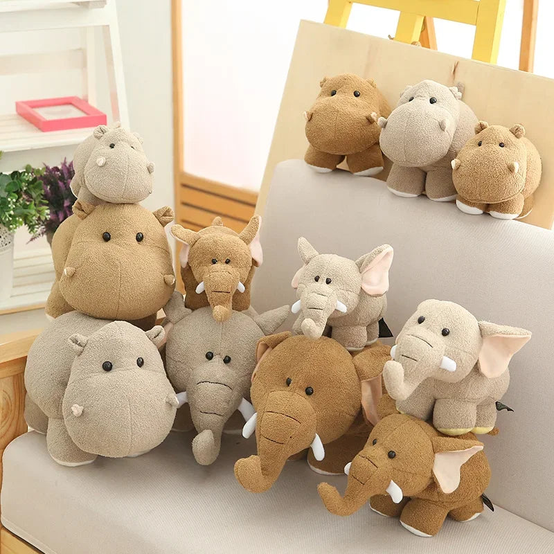 Pelúcia Hipopótamo e Elefante Kawaii - 20/25/35cm