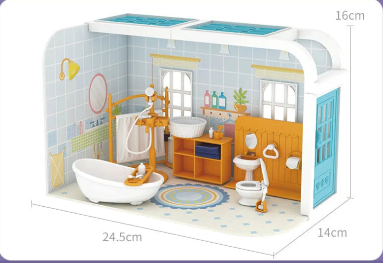 Casa de Bonecas Miniatura com Móveis Detalhados