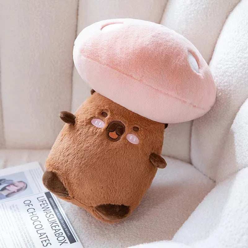 Bonito Kawaii Plush Toy para Decoração de Casa, Almofada Recheada, Cogumelo, Capivara, Pato, Gato, Soft Fill, Presente de Aniversário, Feriado, 32cm