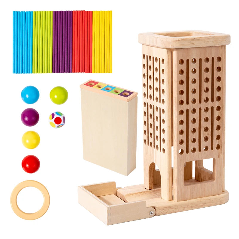 Brinquedo Educativo de Madeira Torre com Varetas Coloridas