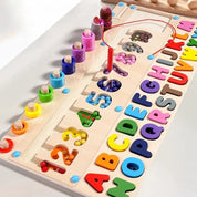 Brinquedo Educativo de Madeira Montessori - Tabuleiro Letras e Números