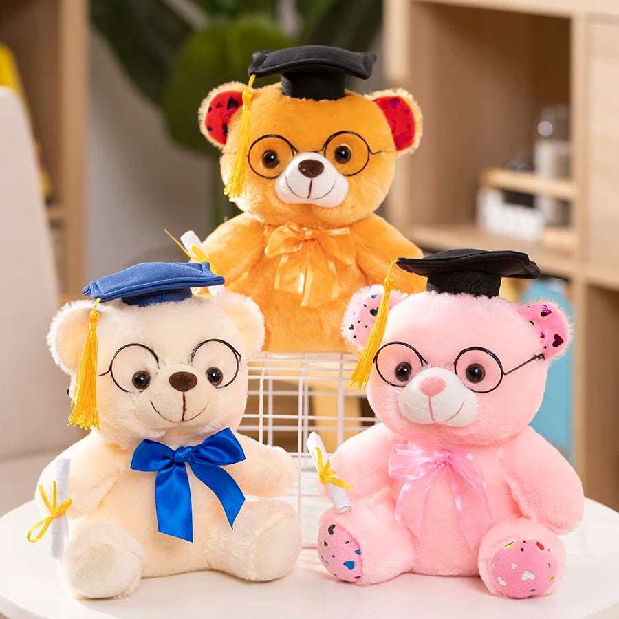 1 peça 23cm urso de formatura brinquedo de pelúcia bonito urso de pelúcia boneca macia meninos meninas estudantes presente de formatura