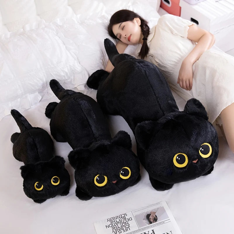Almofada de Pelúcia Gato Preto Kawaii - Conforto e Charme