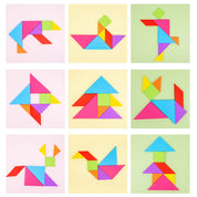 Quebra-Cabeça Tangram Infantil de Madeira Educacional - 7 Peças Coloridas