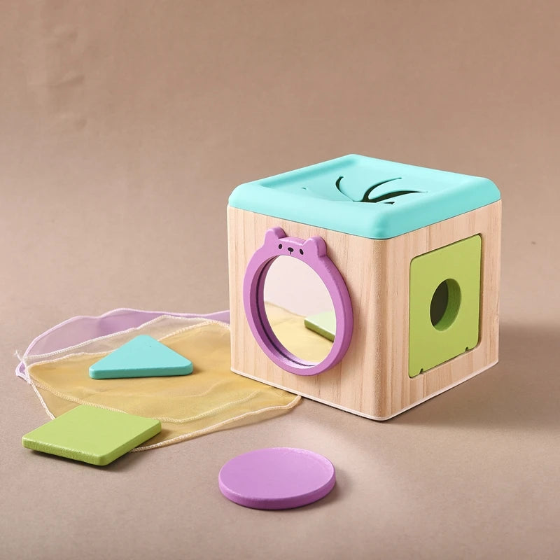 Bebê montessori brinquedos de madeira caixa de tecido mágico aprendizagem educacional brinquedos sensoriais dedo exercício ocupado jogo de tabuleiro presente do bebê