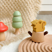 Bebê montessori brinquedos de madeira dos desenhos animados floresta, cogumelo, esquilo rotação parafuso brinquedo brinquedos para crianças dedo precoce movimento fino