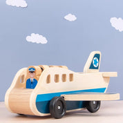 Brinquedo Educacional de Madeira: Carro e Avião Duplo