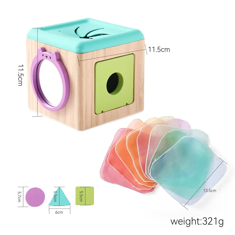 Bebê montessori brinquedos de madeira caixa de tecido mágico aprendizagem educacional brinquedos sensoriais dedo exercício ocupado jogo de tabuleiro presente do bebê