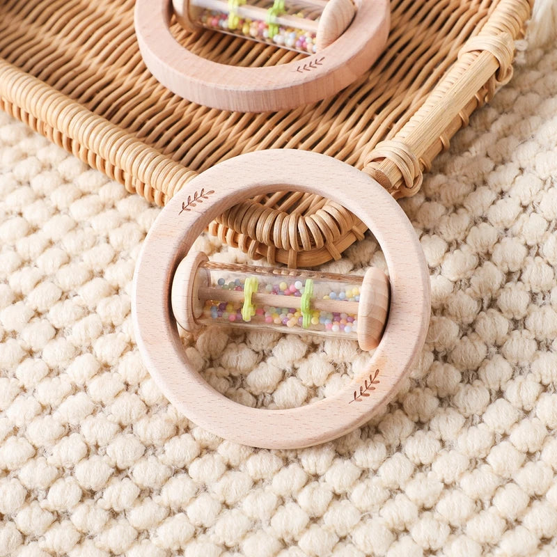 Chocalho Sensorial Montessori Arco-Íris de Madeira