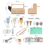 Brinquedos de sorvete de madeira para crianças, Pretend Play Simulation, Cone de sorvete Montessori, Brinquedos de cozinha, Presentes educativos pré-escolares