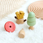 Bebê montessori brinquedos de madeira dos desenhos animados floresta, cogumelo, esquilo rotação parafuso brinquedo brinquedos para crianças dedo precoce movimento fino