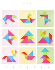 Quebra-Cabeça Tangram Infantil de Madeira Educacional - 7 Peças Coloridas