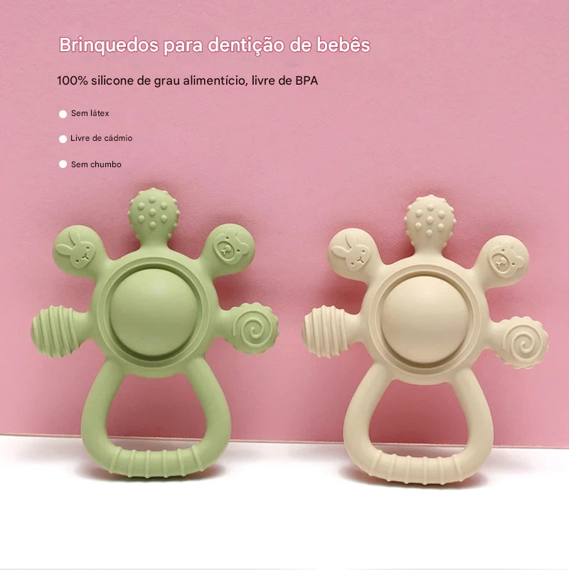 Mordedor Silicone Palm Chocalho para Bebês