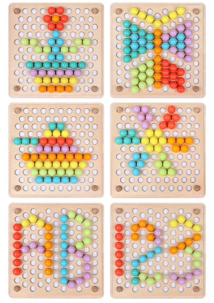 Grânulos de madeira jogo montessori educacional cedo aprender crianças clipe bola quebra-cabeça pré-escolar criança brinquedos crianças para crianças presentes