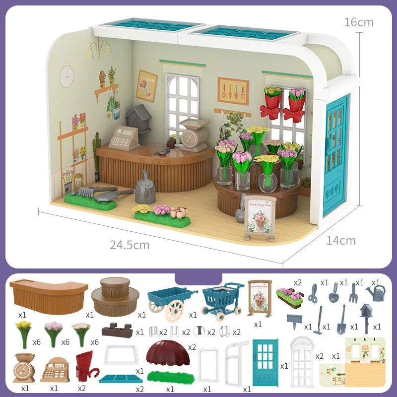 Casa de Bonecas Miniatura com Móveis Detalhados