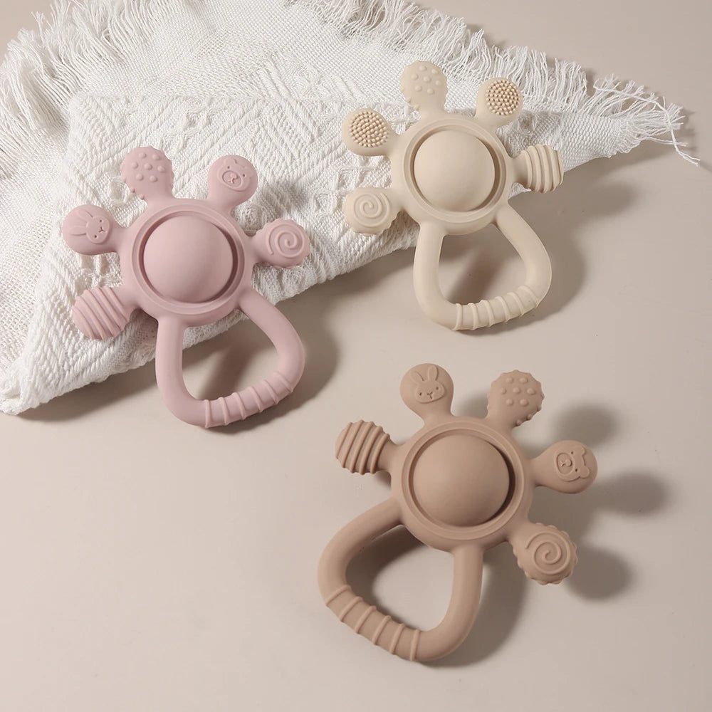 Mordedor Silicone Palm Chocalho para Bebês