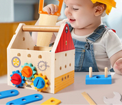 Caixa de Ferramentas Montessori de Madeira para Crianças