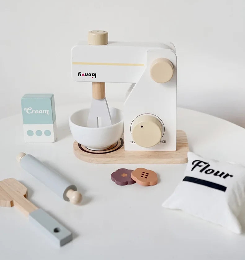 Cozinha de madeira fingir jogar brinquedo simulação máquina café de madeira torradeira misturador alimentos do bebê aprendizagem precoce brinquedos educativos