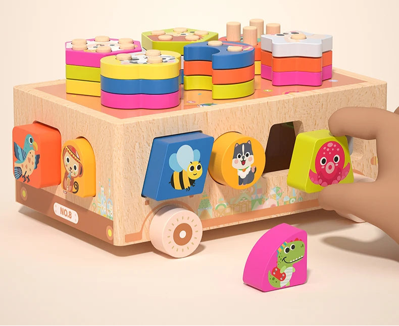Carrinho de Madeira Infantil Montessori Educacional e Sensorial