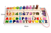 Brinquedo Educativo de Madeira Montessori - Tabuleiro Letras e Números