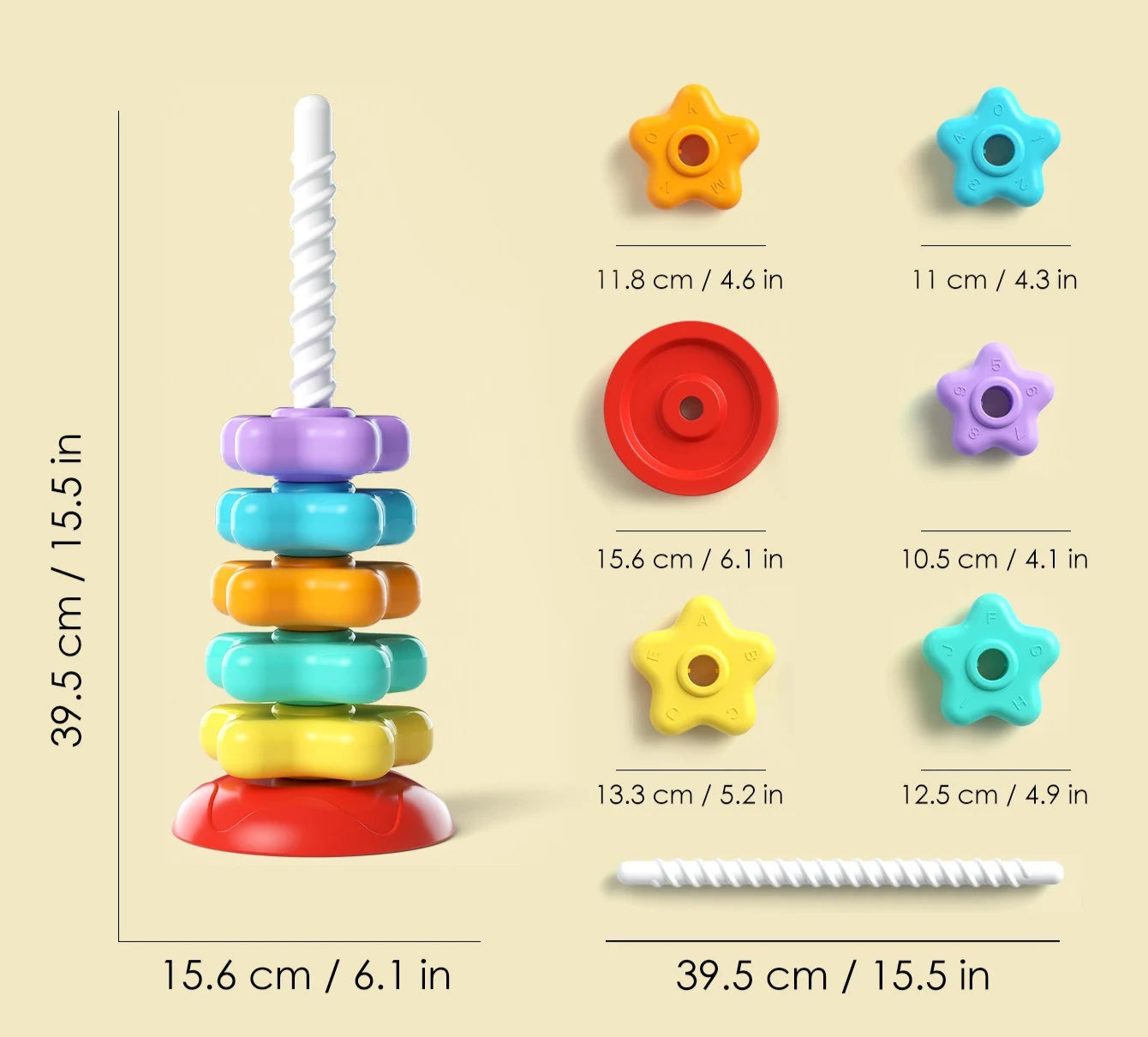 Torre de Empilhamento Arco-Íris para Bebês