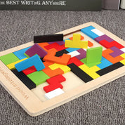 Quebra-Cabeça Tetris de Madeira Educativo Montessori para Crianças