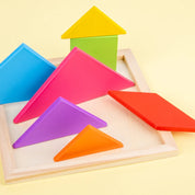 Quebra-Cabeça Tangram Infantil de Madeira Educacional - 7 Peças Coloridas