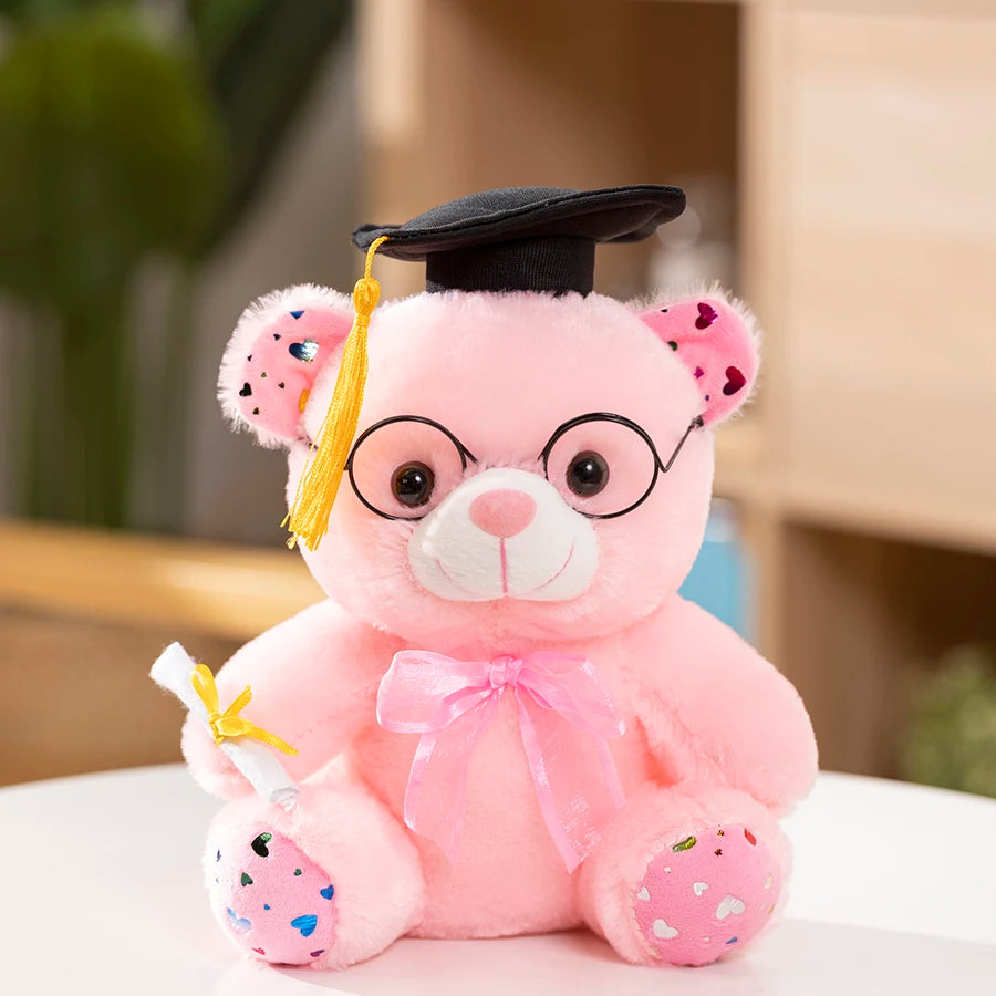 1 peça 23cm urso de formatura brinquedo de pelúcia bonito urso de pelúcia boneca macia meninos meninas estudantes presente de formatura