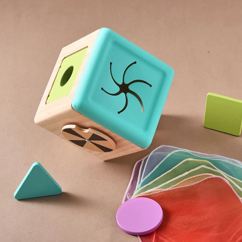 Bebê montessori brinquedos de madeira caixa de tecido mágico aprendizagem educacional brinquedos sensoriais dedo exercício ocupado jogo de tabuleiro presente do bebê