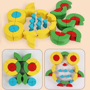 Brinquedo de Encaixe de Madeira Arco-Íris Montessori 3D Educativos
