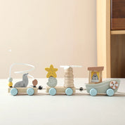 Brinquedo de trem montessori de madeira, fazenda de desenhos animados, oceano, floresta, animal, trem, jogo de empilhamento de madeira para bebê, brinquedo educacional precoce, presente para bebê