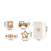 Conjunto de brinquedos Montessori de madeira para bebê recém-nascido, brinquedos educativos chocalho, presente de conforto, 0-12 meses, 0-12 meses
