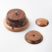 Calendário de Mesa Rotativo de Madeira Nogueira