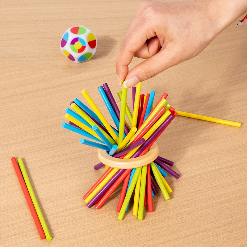 Brinquedo Educativo de Madeira Torre com Varetas Coloridas