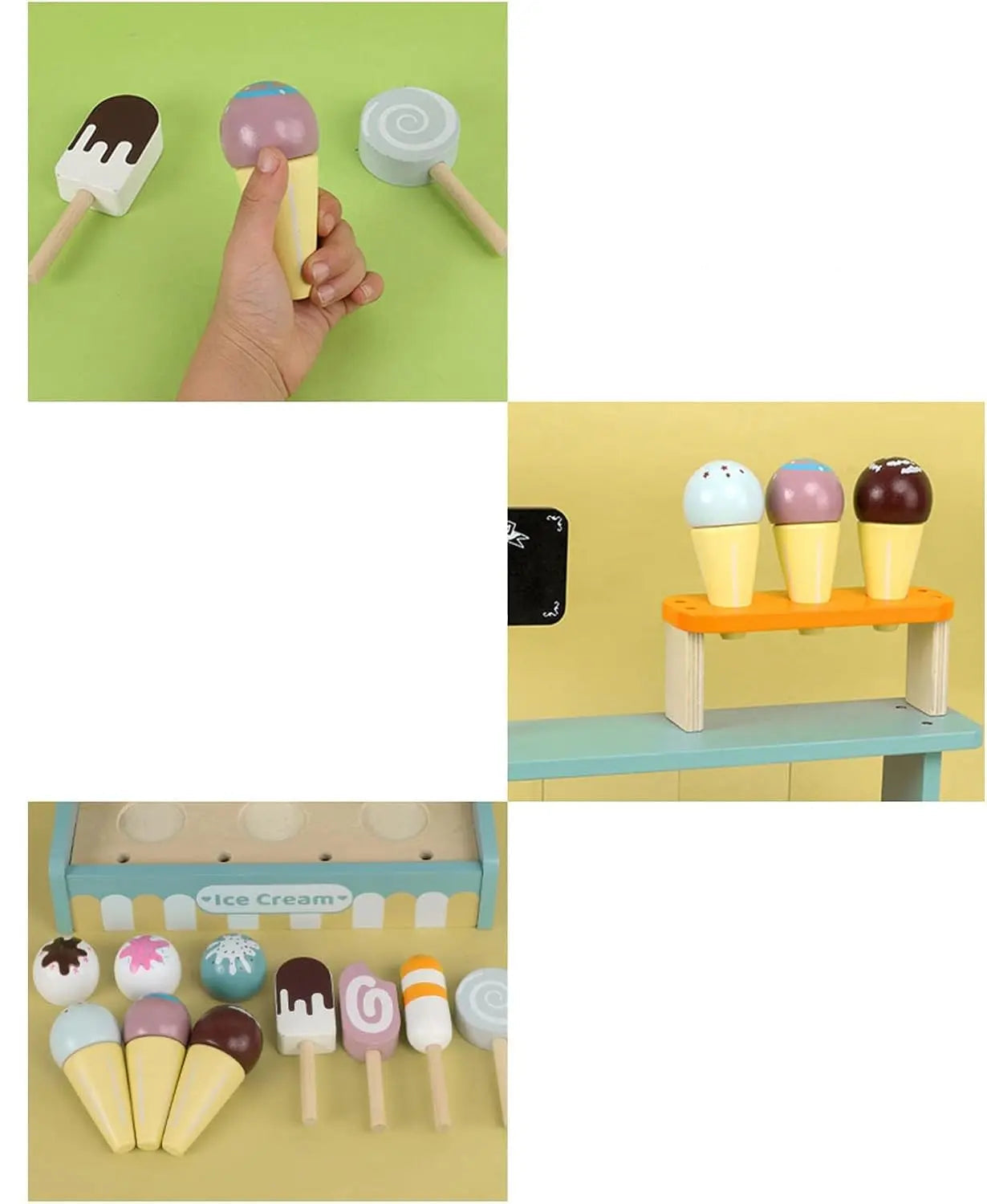 Conjunto Playset de Sorvete e Chá de Madeira Montessori