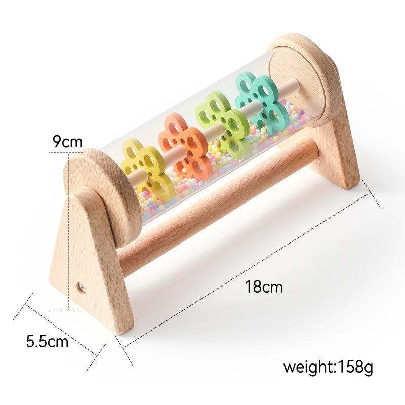 Chocalho Sensorial de Madeira Montessori com Bolinhas Coloridas - Estímulo e Calma