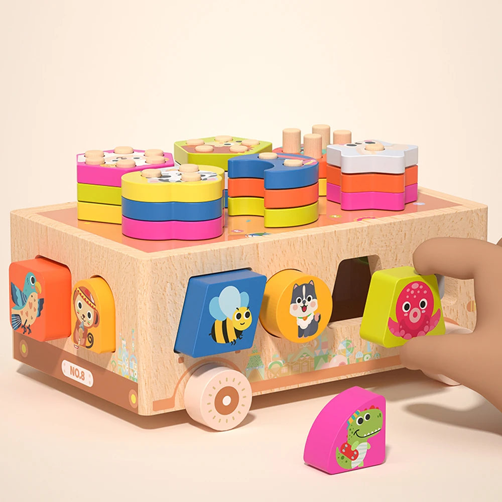 Carrinho de Madeira Infantil Montessori Educacional e Sensorial