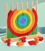 Brinquedo de Encaixe de Madeira Arco-Íris Montessori 3D Educativos