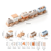 Brinquedo de trem montessori de madeira, fazenda de desenhos animados, oceano, floresta, animal, trem, jogo de empilhamento de madeira para bebê, brinquedo educacional precoce, presente para bebê