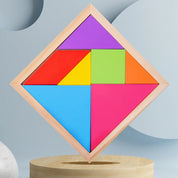 Quebra-Cabeça Tangram Infantil de Madeira Educacional - 7 Peças Coloridas