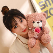 Urso de Pelúcia Kawaii com Bouquet - Presente Perfeito 25cm