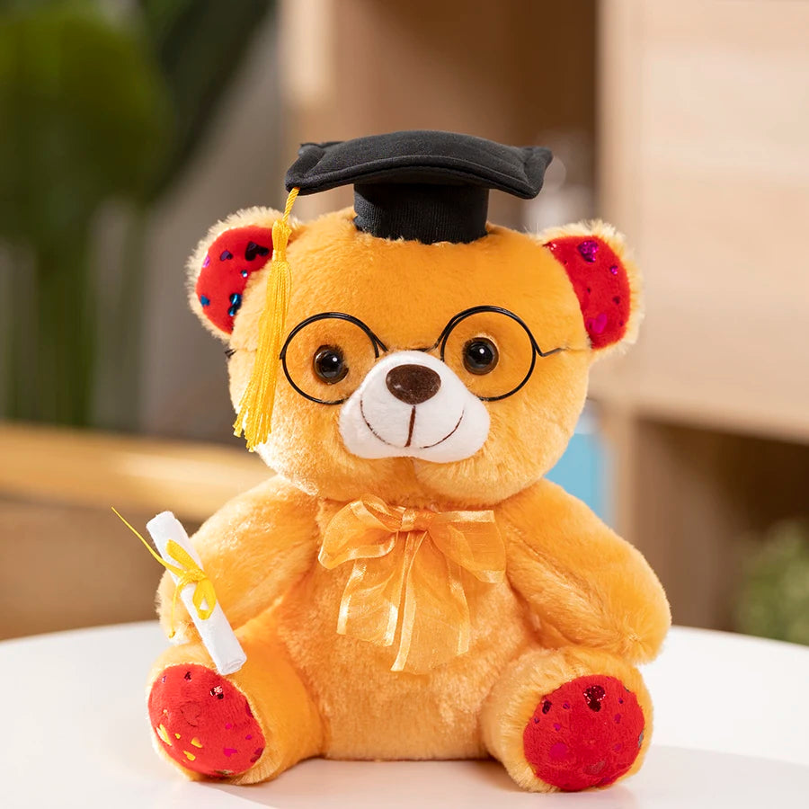 1 peça 23cm urso de formatura brinquedo de pelúcia bonito urso de pelúcia boneca macia meninos meninas estudantes presente de formatura
