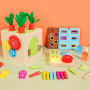 Brinquedos montessori de madeira, kit de jogo, objeto, caixa de permanência, moeda, cenoura, criança, desenvolvimento precoce, forma classificador, bola, brinquedos para idade