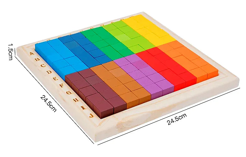 Blocos de Construção Colorido Montessori Aprendizado Criativo em Madeira