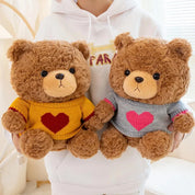 23cm urso de pelúcia brinquedo de pelúcia bonito com capuz suéteres urso boneca de pelúcia jumper urso de pelúcia brinquedos macios decoração para casa aniversário crianças presente