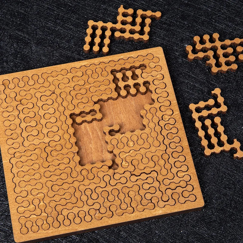 Quebra-cabeça de madeira impossível iq quebra-cabeças para adultos impossível jigsaw quebra-cabeças dez níveis de dificuldade tangram jogos de tabuleiro