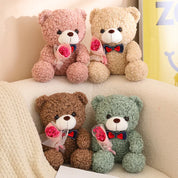Urso de Pelúcia Kawaii com Bouquet - Presente Perfeito 25cm